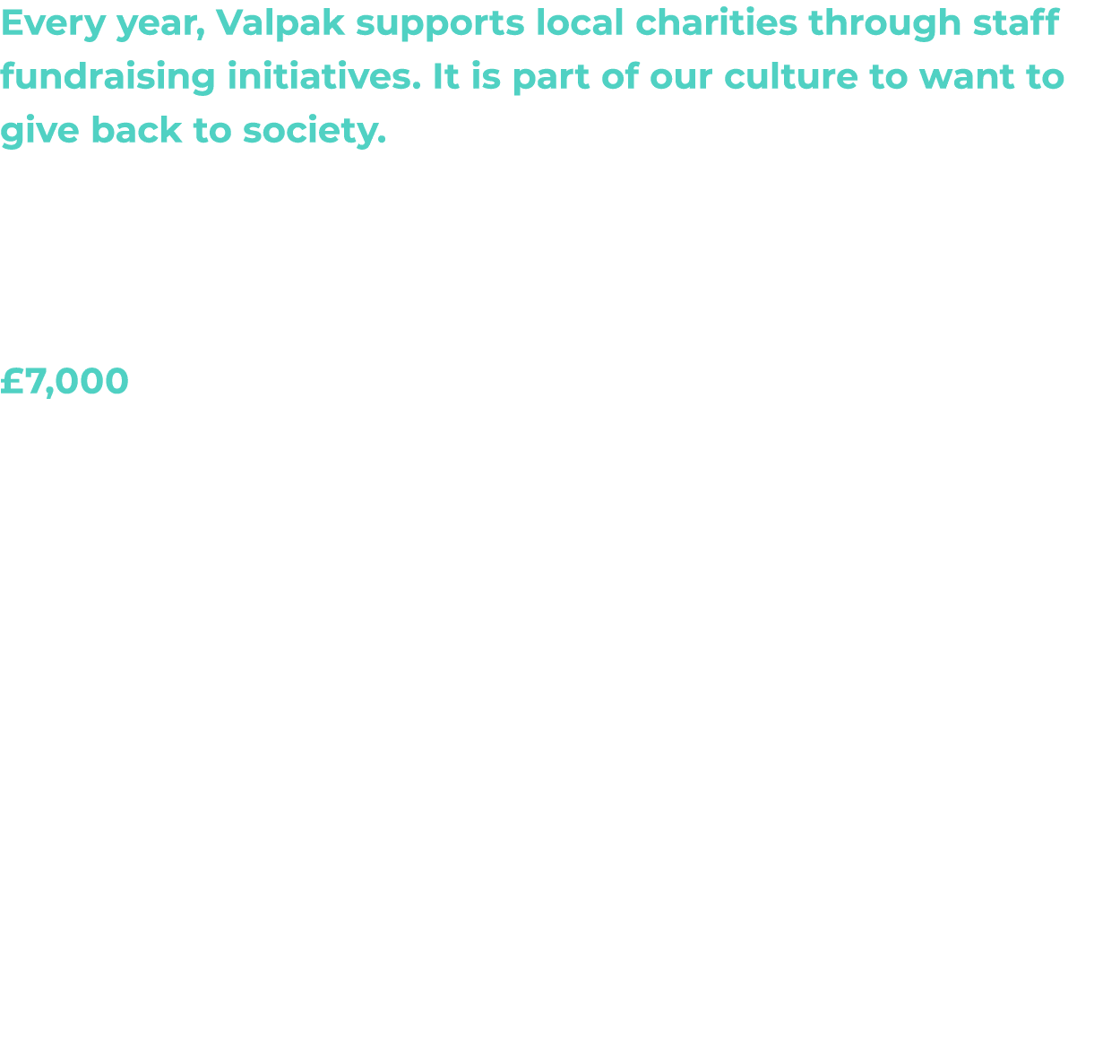 Every year, Valpak supports local charities through staff fundraising initiatives  It is part of our culture to want    