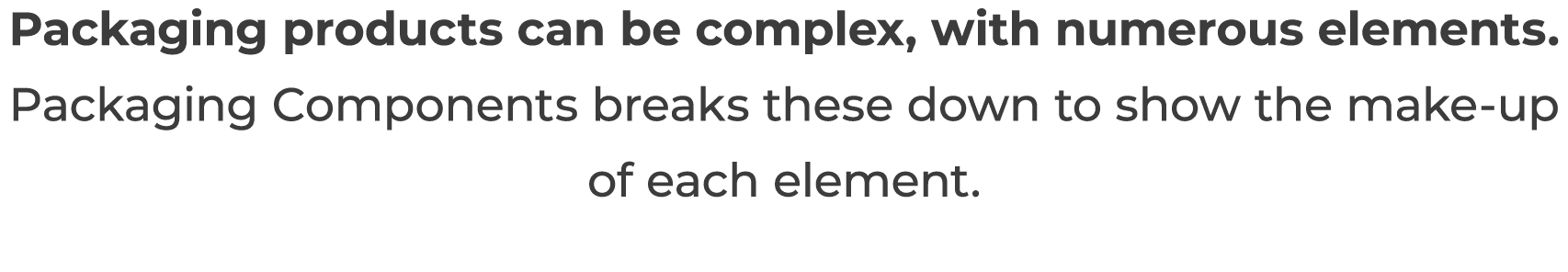 Packaging products can be complex, with numerous elements     Packaging Components breaks these down to show the make   