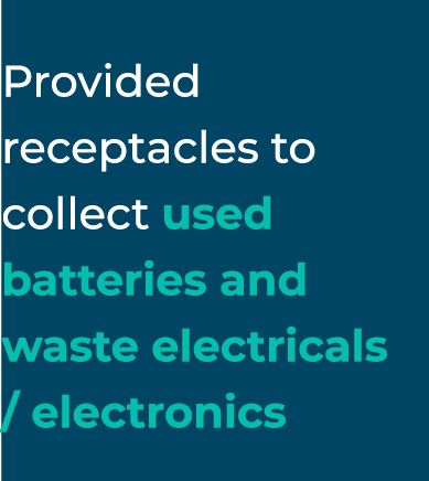 Provided receptacles to collect used batteries and waste electricals   electronics