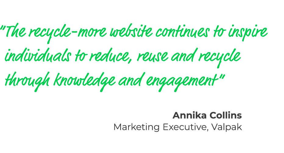  The recycle-more website continues to inspire individuals to reduce, reuse and recycle through knowledge and engagem   